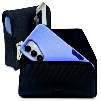 Galaxy S26, S25-S20 w/Otterbox Commuter Belt Holster Black Nylon Pouch Rotating Belt Clip Horizontal