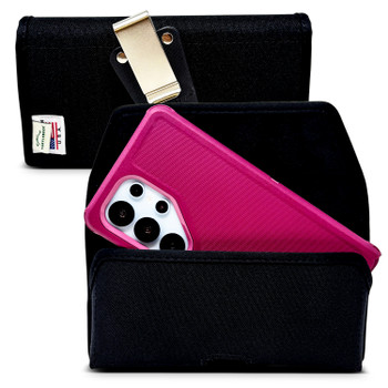 Samsung Galaxy Nylon Holster for Galaxy S26 Ultra, S25 Ultra to S20Ultra - Large - Fits Defender or Bulky Cases, Rugged Black Nylon Holder, Rotating Belt Clip