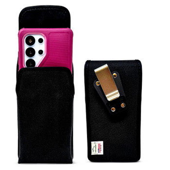 Samsung Galaxy Nylon Belt Clip for S26 Ultra, S25 Ultra to S20Ultra - Large - Fits with Defender or Bulky Cases, Black Nylon Pouch with Rotating Belt Clip