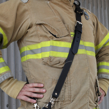 Fire Radio STRAP ONLY, EMS, EMT Black Leather and Adjustable 62"- 71" Long with 9" Sway Strap