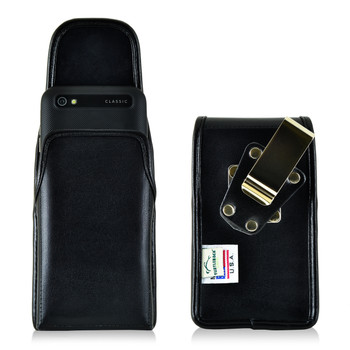 Blackberry Classic Q20 Vertical Leather Holster, Metal Belt Clip