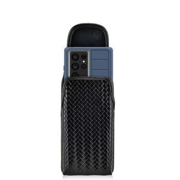 6.90 X 3.60 X 0.68 Police Leather Basketweave Vertical Holster Metal Belt Clip Case