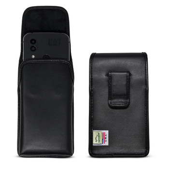 CAT S62 & S62 Pro, Black Vertical Belt Holster With Leather Pouch & Executive Belt Clip