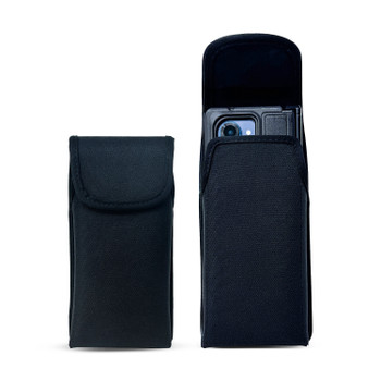 Galaxy Z Fold7 2025 with Bulky Defender Style Fit Case Vertical Belt Case Black Nylon Pouch with Heavy Duty Rotating Belt Clip