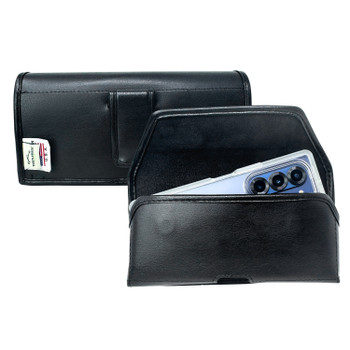 Galaxy Z Fold7 2025 with a Thin Clear Style Case Horizontal Belt Case Black Leather Pouch with Executive Belt Clip Galaxy Z Fold7 2025 with a Thin Clear Style Case Horizontal Belt Case Black Leather Pouch with Executive Belt Clip