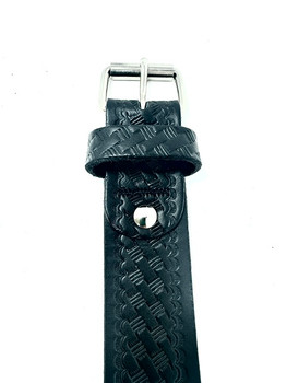 Heavy Duty Black Basket Weave Leather Belt for Men - Built in USA by Turtleback