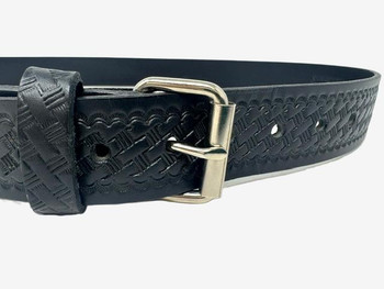 Heavy Duty Black Basket Weave Leather Belt for Men - Built in USA by Turtleback