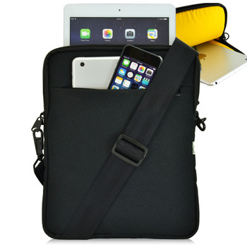 Universal Tablet Bag Shoulder Bag, Yellow Interior Fits Devices up to 10.5" Inch