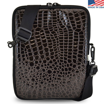 Turtleback Universal Tablet Carry Shoulder Bag, Fits devices 10.5", Croc Skin Brown Color 