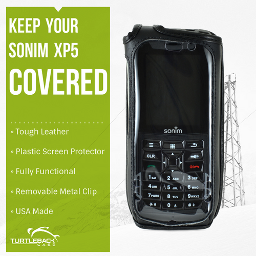 Sonim XP5 Heavy Duty Leather Fitted Case, Metal Belt Clip by Turtleback