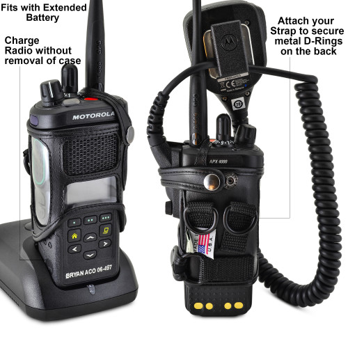 D-RING Holder FITS Motorola APX 4000 Two Knob Radio EXTENDED BATTERY