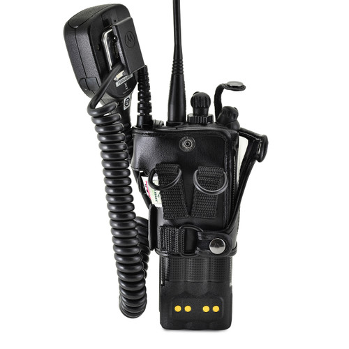 Motorola XTS 3000 2 Way Radio D Rings Holder Black Leather