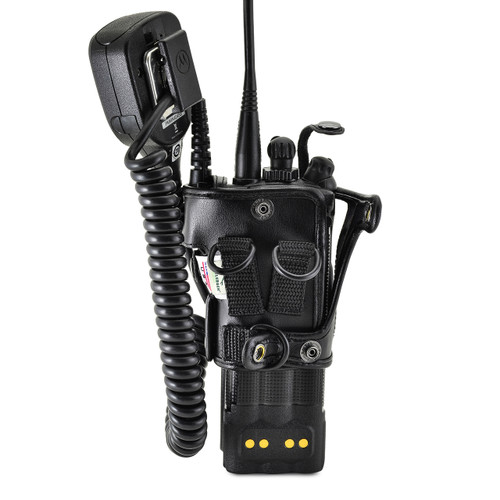 Motorola XTS 3500 2 Way Radio D Rings Holder Black Leather