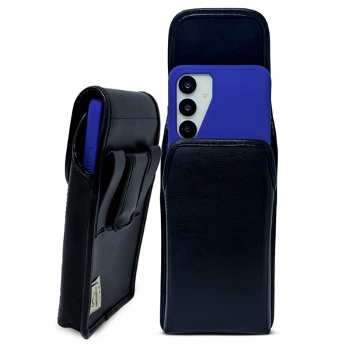 Galaxy S26 Plus, S25+ S24+ Plus Fits with OTTERBOX COMMUTER Vertical Belt Case Black Leather Pouch Executive Belt Clip