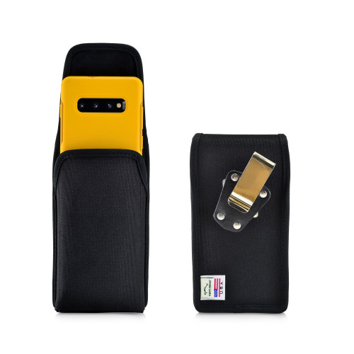 Galaxy S10+ Plus Fits with OTTERBOX SYMMETRY Vertical Holster Black Nylon Pouch Rotating Belt Clip