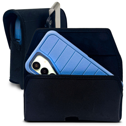Galaxy S26 Plus, S25+ S24+ Plus Fits with OTTERBOX DEFENDER Black Nylon Holster Pouch Rotating Belt Clip Horizontal