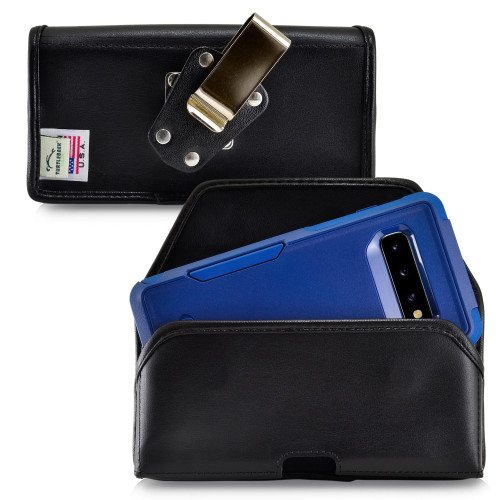 Galaxy S10 Fits with OTTERBOX COMMUTER Black Leather Holster Pouch Rotating Belt Clip Horizontal
