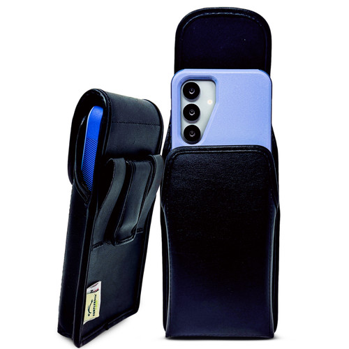 Galaxy S26, S25-S20 S10 Fits with OTTERBOX COMMUTER Vertical Belt Case Black Leather Pouch Executive Belt Clip