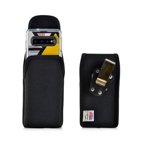 Galaxy S10 Fits with OTTERBOX SYMMETRY Vertical Holster Black Nylon Pouch Rotating Belt Clip