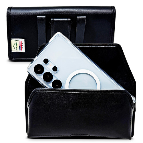 Samsung Galaxy Belt Clip for S26 Ultra, S25 Ultra to S20Ultra - Small - Premium Leather Wrapped Clip with Belt Loops, Magnetic Closure – Fits with Slim Cases 