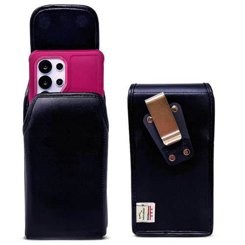 Samsung Galaxy Leather Clip for S26 Ultra, S25 Ultra to S20Ultra - Large - Cell Phone Holster with Heavy-Duty Belt Clip – Fits with Defender or Bulky Cases