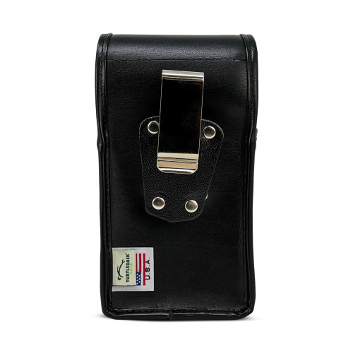 USA Made Dual Phone Holster Carries 2 MEDIUM Phones - Black Leather  Vertical Pouch with Heavy Duty