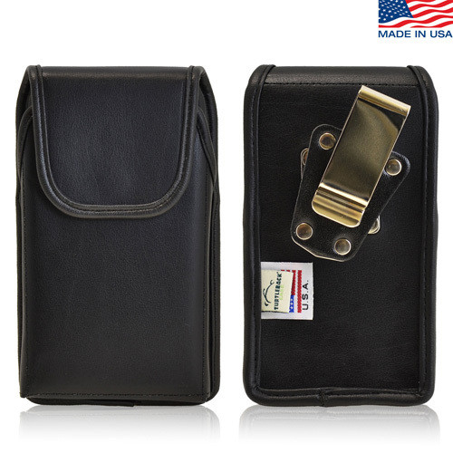 Vertical Leather Extended Holster for HTC One M8 with Bulky Cases, Metal Belt Clip
