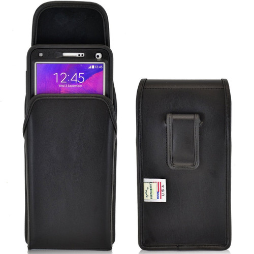Note 4 Extended Vertical Leather Fixed Clip Holster