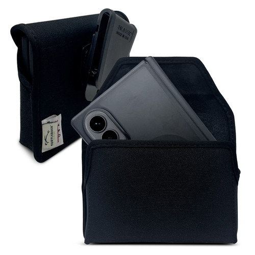 Samsung Z Fold8 -Small- Fits with Slim Style Cases, Premium Black Nylon, Horizontal Belt Holder, Magnetic Closure HD Rotating Belt Clip