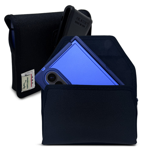 Samsung Z Fold8 -Large- Fits with Defender Bulky Style Cases, Black Nylon Horizontal Belt Holder HD Magnetic Closure Rotating Belt Clip