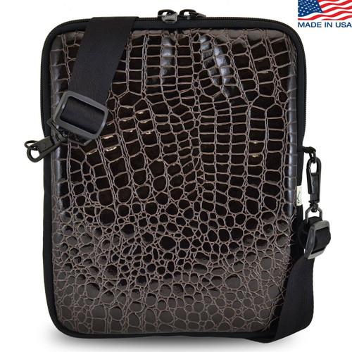 Turtleback Universal Tablet Carry Shoulder Bag, Fits devices 10.5", Croc Skin Brown Color 