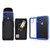 Tough Defense Combo for iPhone 11, Blue/Clear Drop Test Case + Ver Nylon Pouch, Metal Clip