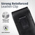 iPhone 17 ProMax, 17 Plus -Medium- Fits w/ Shockproof Commuter Style Cases, Premium Black Leather Vertical Holster, Magnetic Close Leather Wrapped Clip