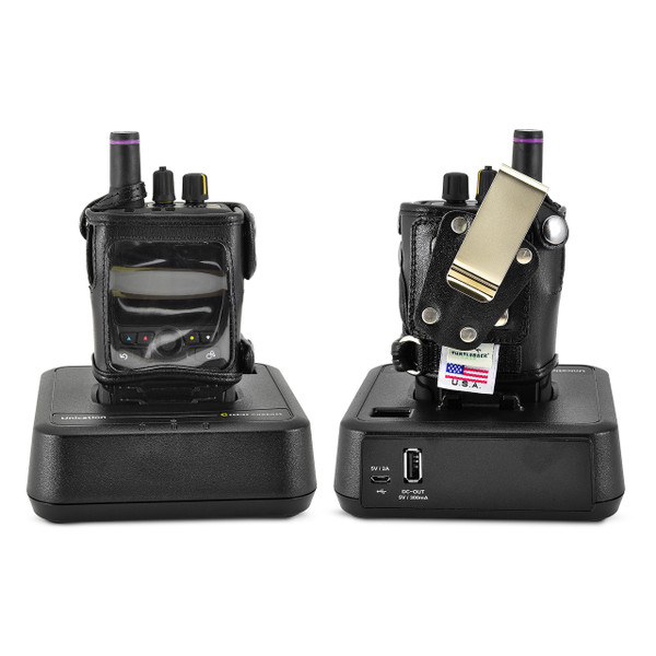 Unication G4 G5 Voice Pager Fire Pager Radio Phone Black Leather Case