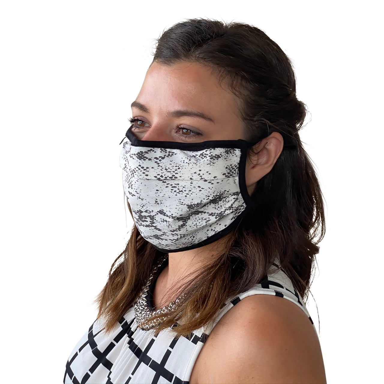 Washable Face Mask Reusable Black Cotton Cloth Adjustable Fit, 2