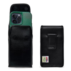 iPhone 15 ProMax Vertical Belt Clip fits OTTERBOX COMMUTER Series Black Leather Slim Clip - Case Not Included