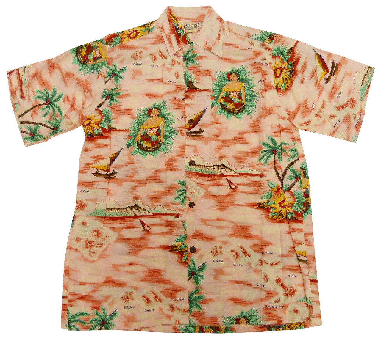Go Barefoot Mens Aloha Maid Vintage Fujiette Rayon Shirt - OhanaWear