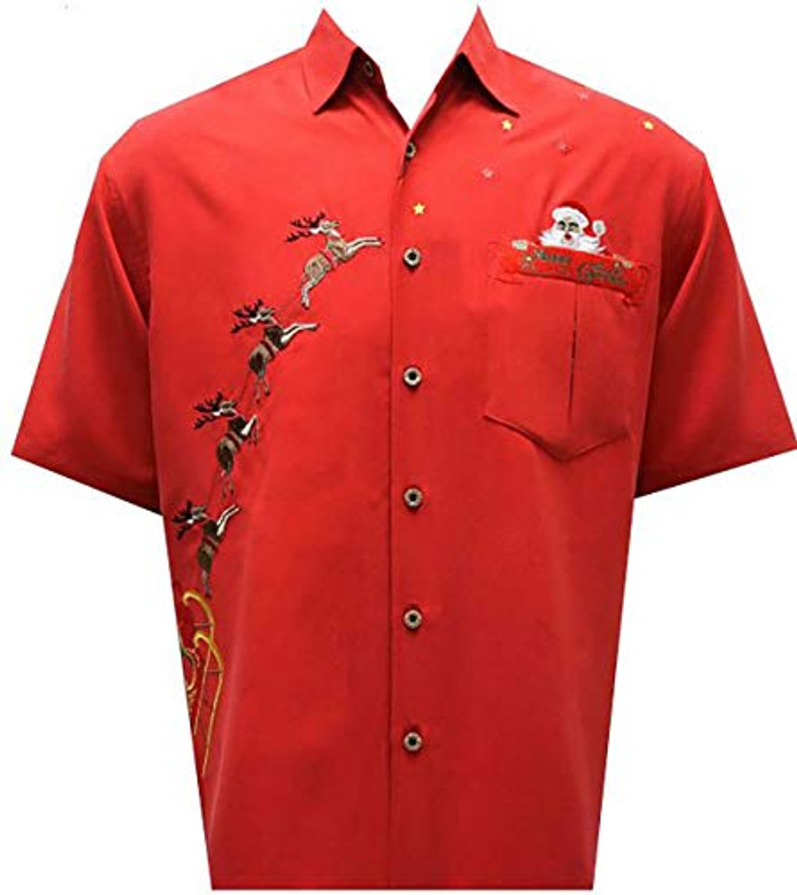 Bamboo Cay Mens Peek A Boo Santa Embroidered Shirt Bamboo Cay Mens Peek A Boo Santa Embroidered Shirt