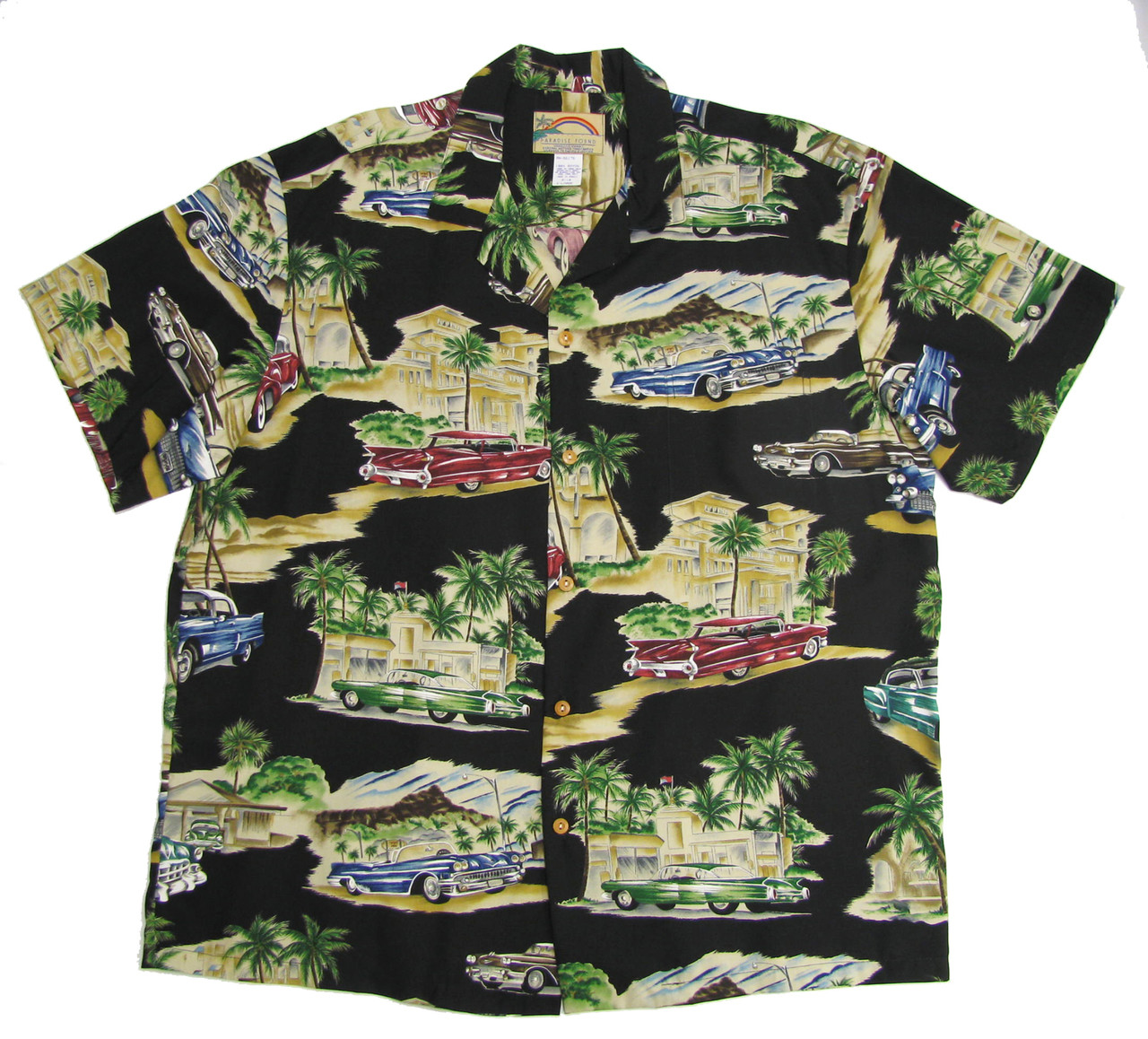 Cadillac Cruising Men's Hawaiian Aloha Rayon Shirt - OhanaWear