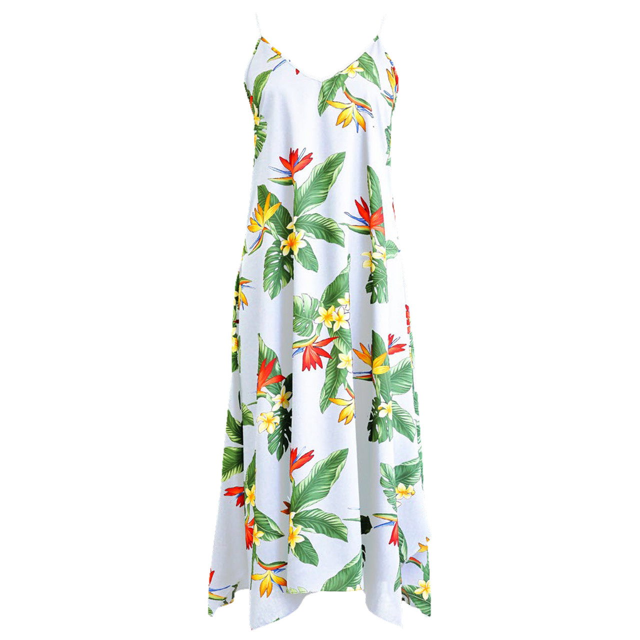 Bird of Paradise Display Maxi Scarf Hawaiian Hem Dress - OhanaWear