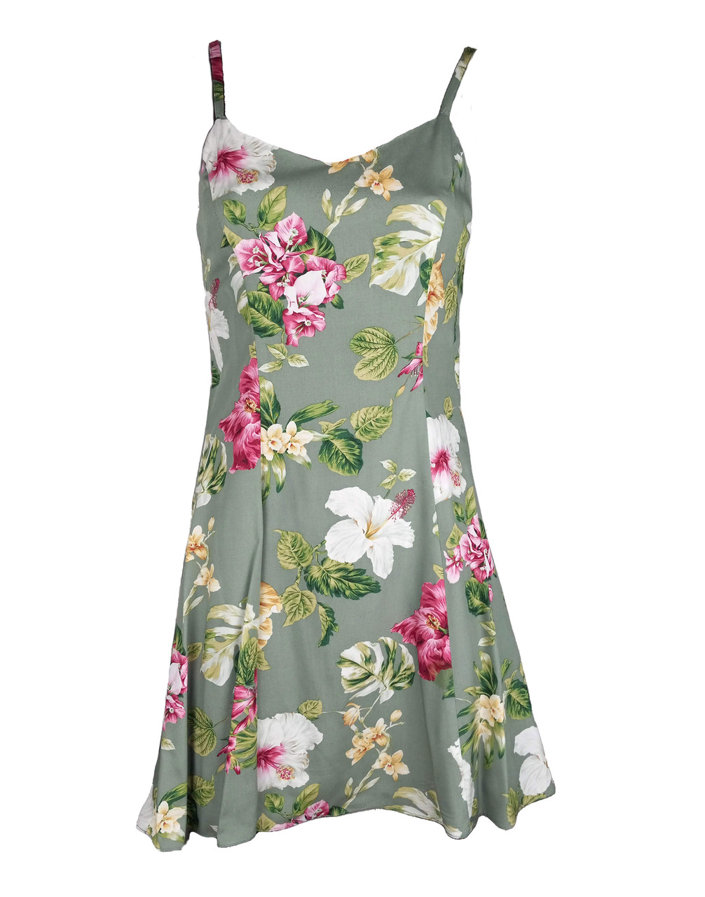 hawaiian princess dress Teal Green Long Flare Hawaiian Dress