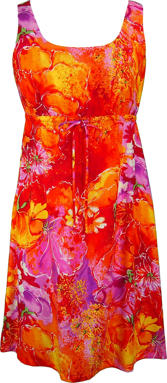 Beauteous Flower Women's Empire Tie Front Hawaiian Dress (Regular Fit) Beauteous Flower Women's Empire Tie Front Hawaiian Dress (Regular Fit)