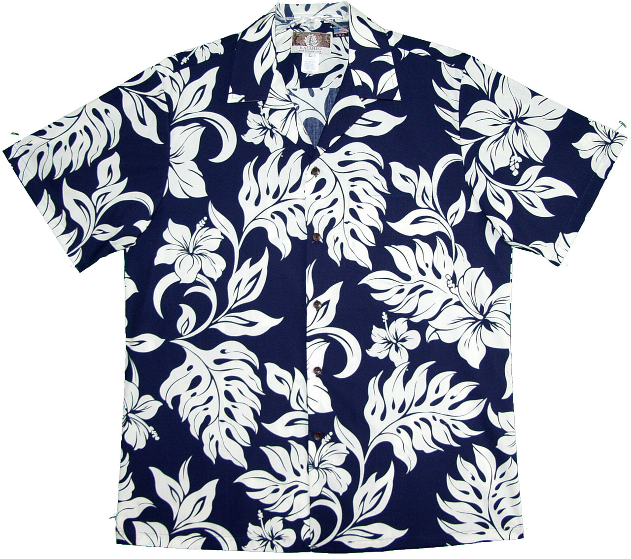 White Hibiscus Tropical Floral Hawaiian Print Men's Leggings main image 1