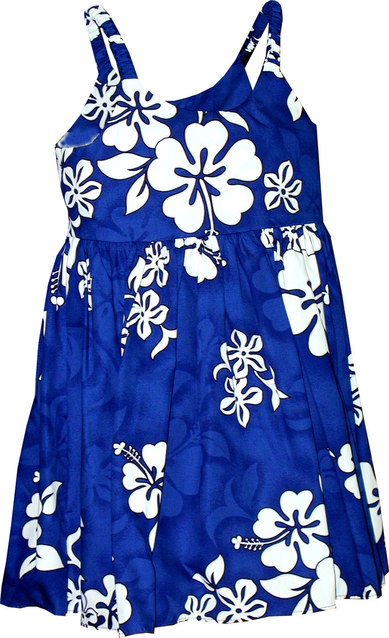 Blue Hibiscus Girl's Hawaiian Dress