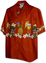 Pacific Legend Mens S to 4X Tiki Tropical Cocktail Chest Band Shirt