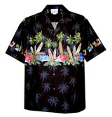 Pacific Legend Mens Old Time Woodie Surfboard Chest Band Shirt