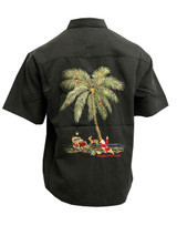 Bamboo Cay Resting Santa in Paradise Embroidered Christmas Shirt