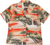 Paradise Island Surf Women's Hawaiian Aloha Rayon Shirt