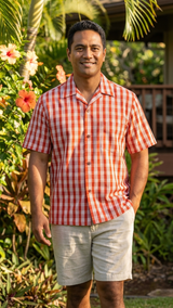 Men's Classic Hawaiian Paniolo Palaka Plaid Shirt