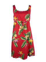 Bird of Paradise Display Women's Empire Tie Front Hawaiian Dress (Generous Fit)